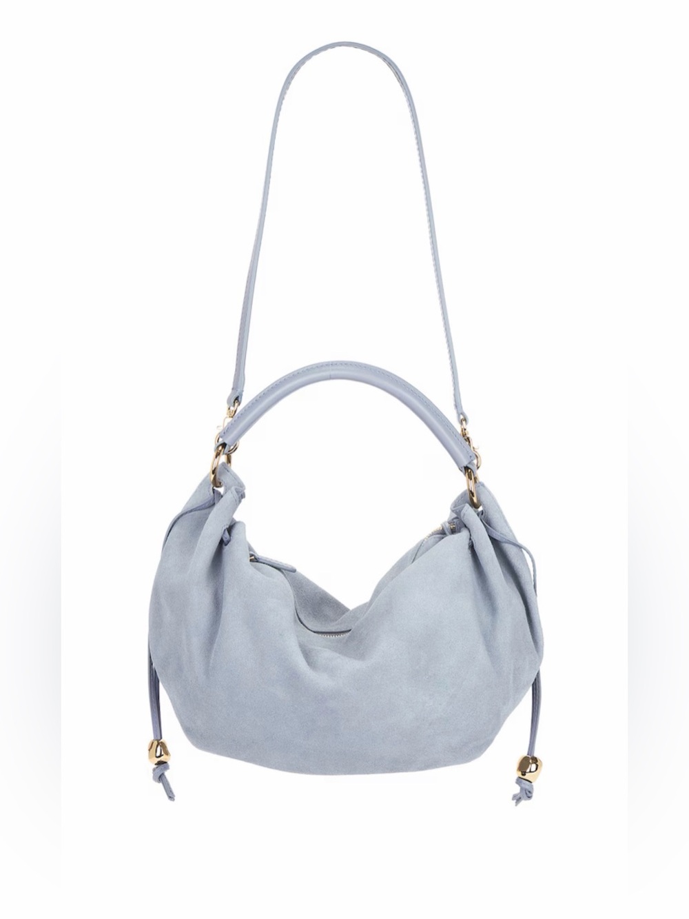 *NWT* Madewell Cameron Gathered Shoulder Bag in Serene Blue Suede - Picture 2 of 11